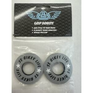 SE Racing "BIKE LIFE" old school BMX bicycle foam grip donuts WHITE & BLUE on